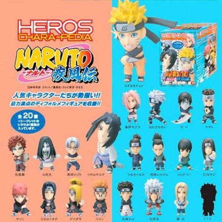 Naruto Shippuuden Mini Figure Chara-pedia Heroes FULL Set 20 Figurines