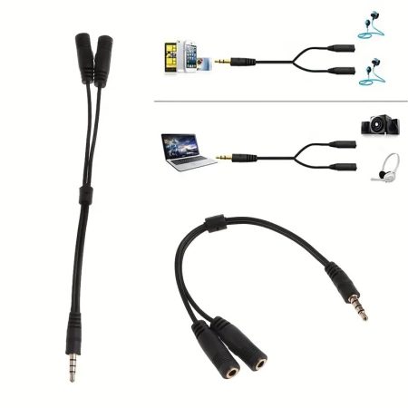 2 in 1 3.5mm Mobile Phone Headphone Microphone Audio Conversion Cable