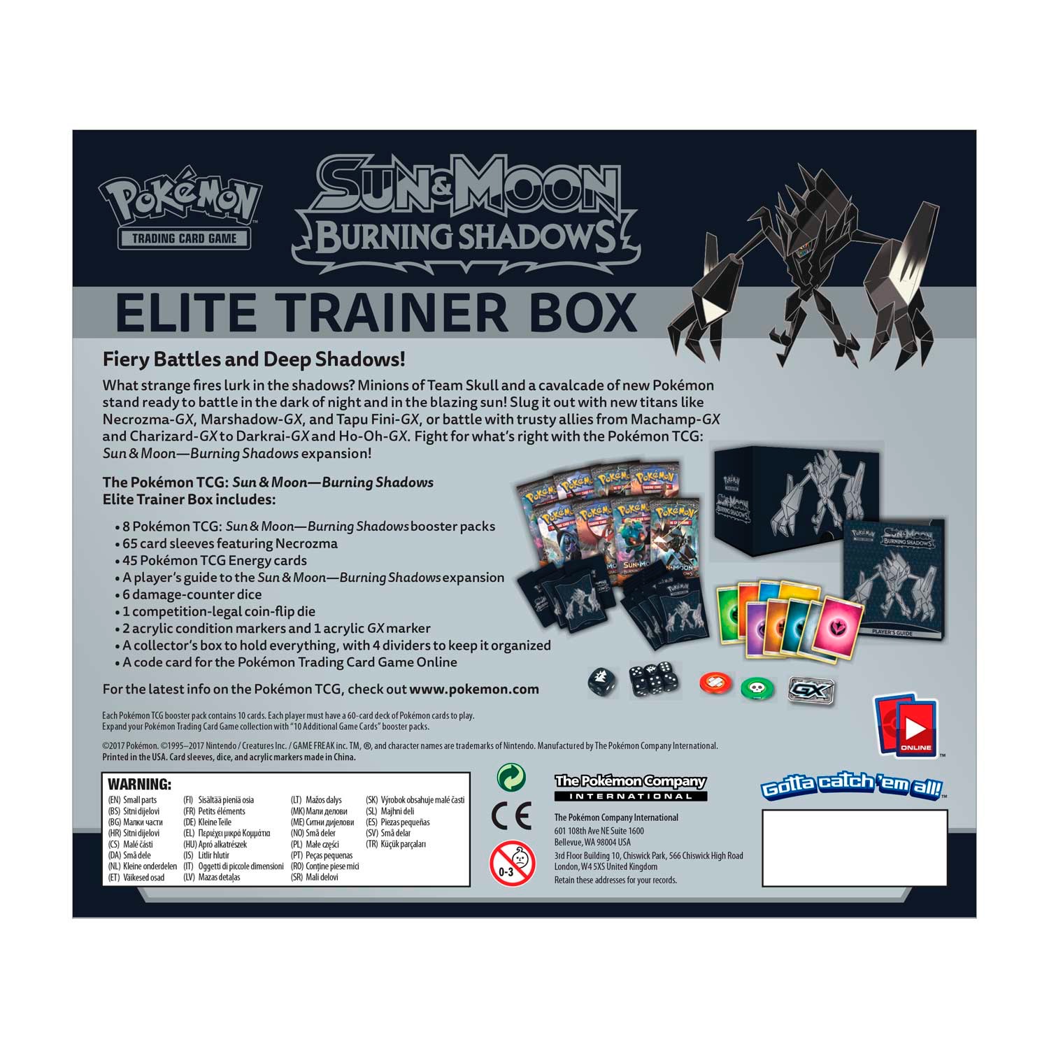 Pokémon TCG: Sun & Moon-Burning Shadows Elite Trainer Box