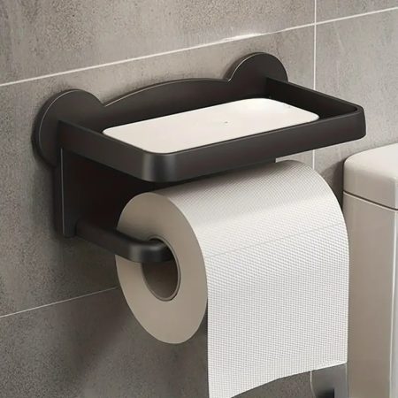 Wall Mounted Tissue Roll Holder With Storage Rack