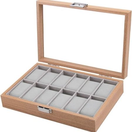 Wooden Watch Box Storage Organizer For 12 Watches