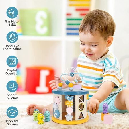 Wooden Montessori Activity Cube | 11-in-1 STEM Toy