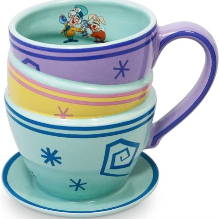 Alice's Tea Party Spinning Stacked Teacups 3D Sculpted