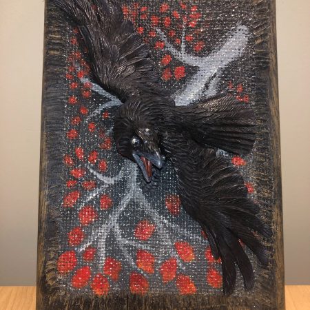 Three-Eyed Raven wall mount handmade sculpture