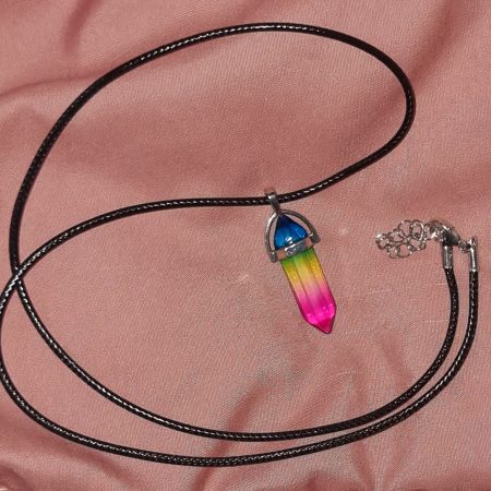 Blue, Green, Yellow and Pink Crystal Necklace
