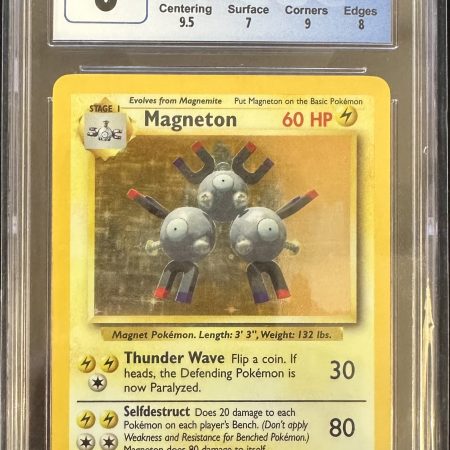 Magneton 1999 Base Set Unlimited Holo Pokemon Card 9/102 CGC 8 Near Mint