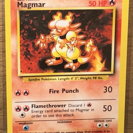 Pokemon Magmar Base Set Unlimited 36/102 Trading Card Vintage 1999