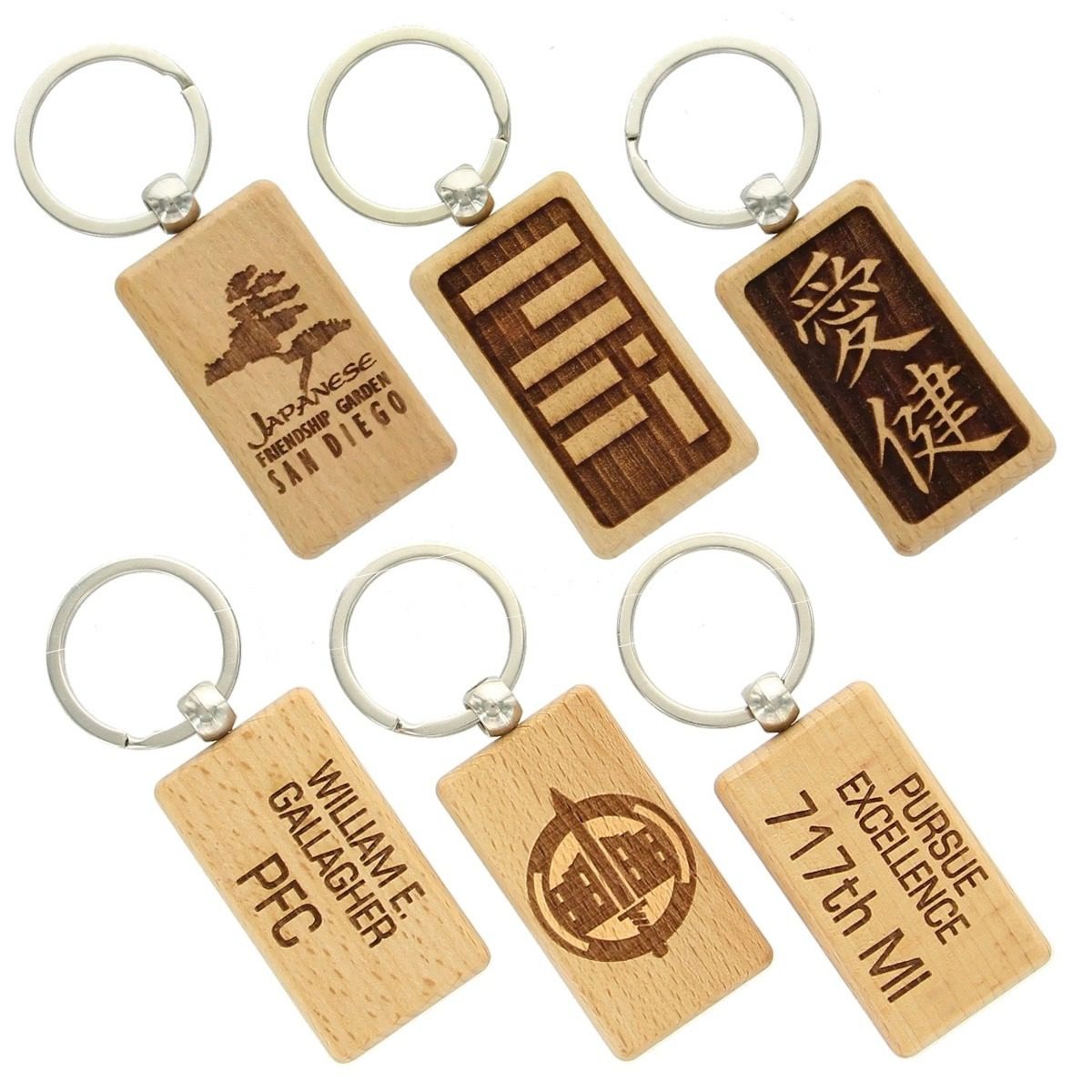 Personalized Wooden Rectangle Keychain
