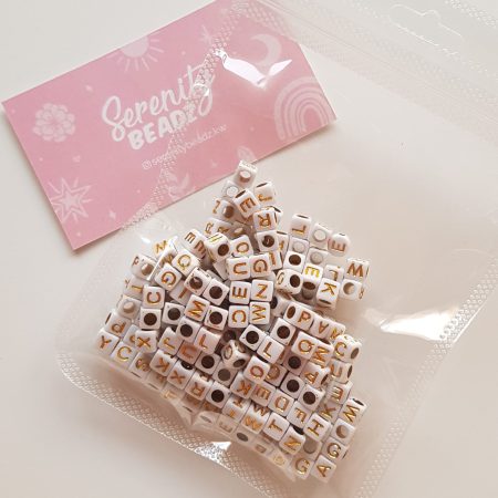 Letter beads gold square