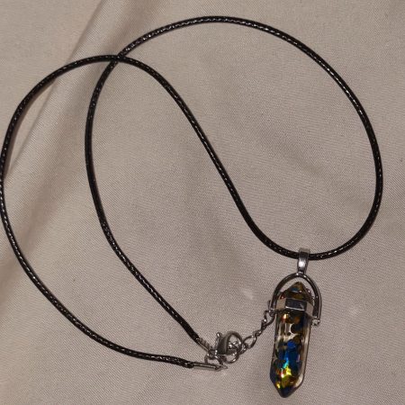 Blue and yellow confetti marble necklace