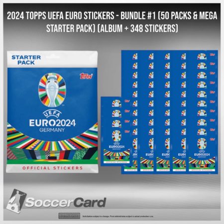 TOPPS UEFA EURO 2024 STICKERS - BUNDLE (50 PACKS & MEGA STARTER PACK) (ALBUM + 348 STICKERS