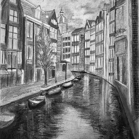 Cityscape Charcoal drawing