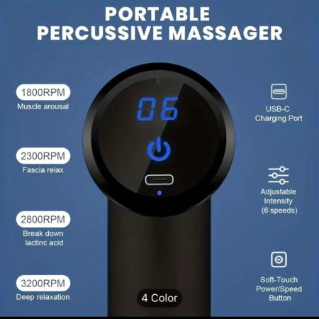 1pc Massage Gun, Deep Tissue Muscle Handheld Impact Massager, Suitable For Body, Back, And Neck Massage Equipment Relaxation Tools, Ultra Compact And Elegant Design, High Torque Power Supply, A Great Gift For Dad, Friends, And Brothers
