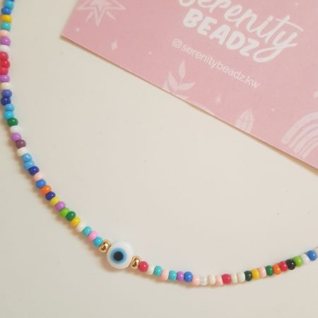 Evil eye dainty coloured necklace