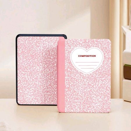 Pink Heart Print Magnetic Kindle Case
