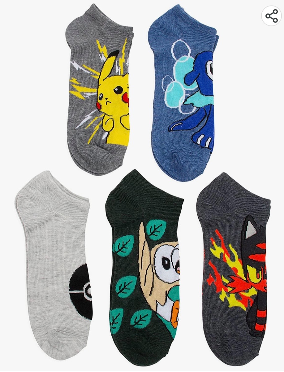 Pokémon Men's 5 Pack Socks، Size: 10-13 ( L )