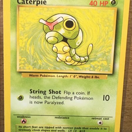 Pokemon Caterpie Base Set Unlimited 45/102 Trading Card Vintage 1999