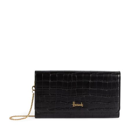 Harrods - Croc-Embossed Oxford Chain Wallet ( Black )