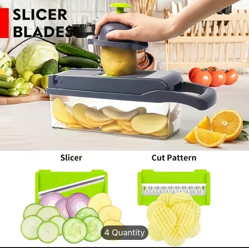 14/16pcs/set Slicer Kitchen Multi-function Vegetable Cutter Dicer Shredder, Various Blades Can Be Replaced