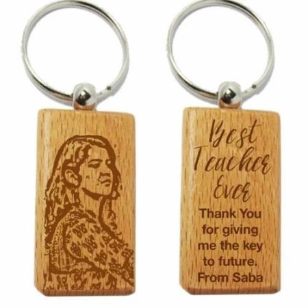 Personalized Wooden Rectangle Keychain