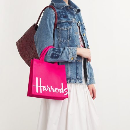 Harrods - Cotton Logo Tote Bag ( Pink )( Small )