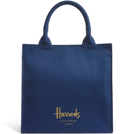 Harrods - Cotton Logo Tote Bag ( Navy ) ( Small )