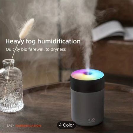 1pc 300ML Colorful Humidifier, USB Portable Desktop Air Humidifier Water Filling Instrument, Silent Ultrasonic Humidifier, With 2 Spray Modes And 7 Colors Light, Automatic Shutdown, For Travel/Home/Bedroom/Office/Student Dormitory/Room Humidifier