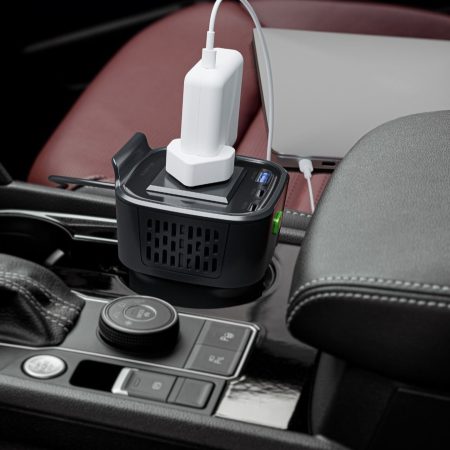 Powerology 150W Cup Holder Power Inverter Dual USB-C & USB-A QC3.0