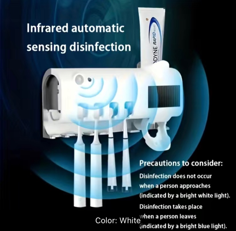 Smart Toothbrush Disinfector UV Free Punch Wall Mounted Toothbrush Holder Automatic Squeeze Toothpaste Dispenser