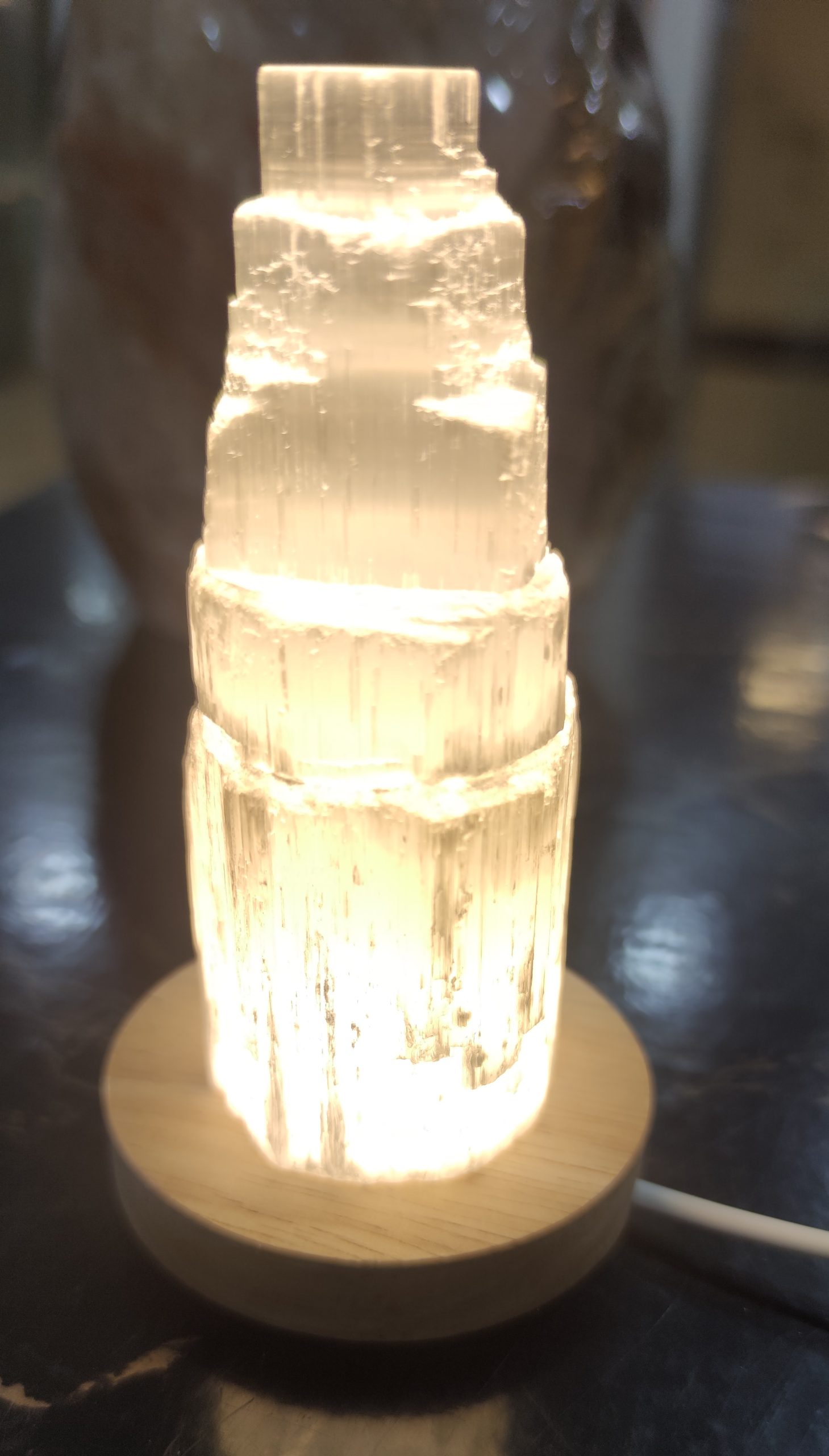 Wood Base Led Light- Round Shape
