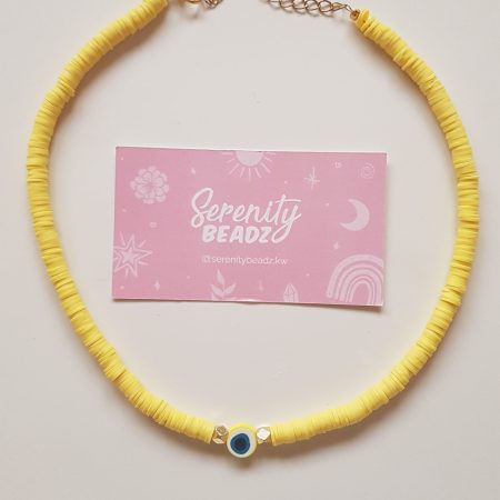 Evil eye yellow necklace