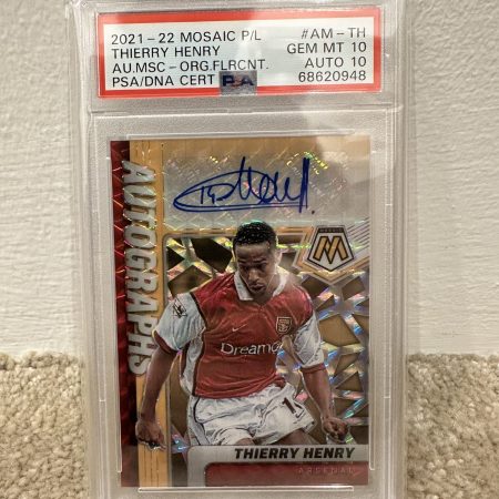 2021-22 PANINI MOSAIC PREMIER LEAGUE AUTOGRAPHS MOSAIC AU.MSC-ORG.FLRCNT.THIERRY HENRY #AM-TH 20/25