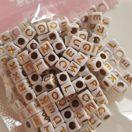 Letter beads gold square