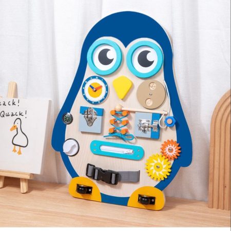 Penguin Sensory Activity Learning Busy Board Toy for Kids