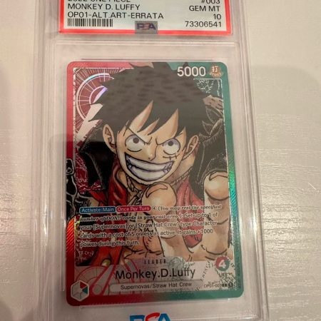 2022 ONE PIECE MONKEY D. LUFFY OP01-ALT.ART-ERRATA #003 GEM MT 10