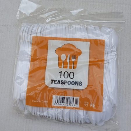 SPOON PLASTIC TEA WHITE SMALL ( 100 PCS )