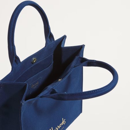 Harrods - Cotton Logo Tote Bag ( Navy ) ( Small )