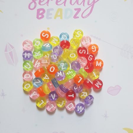 Letter beads transparent colours
