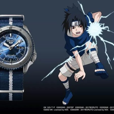 SEIKO WATCH 5 SPORTS NARUTO & BORUTO UCHIWA SASUKE Limited Edition SRPF69K1 Rare🔥