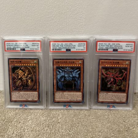 Yugioh Card Slifer The Sky Dragon , obelisk the tormentor , winged dragon Millennium Rare PSA 10, 15AX-KRY57 2020