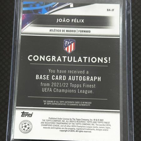 2021-22 Finest UEFA Champions League Autographs Joao Felix Auto