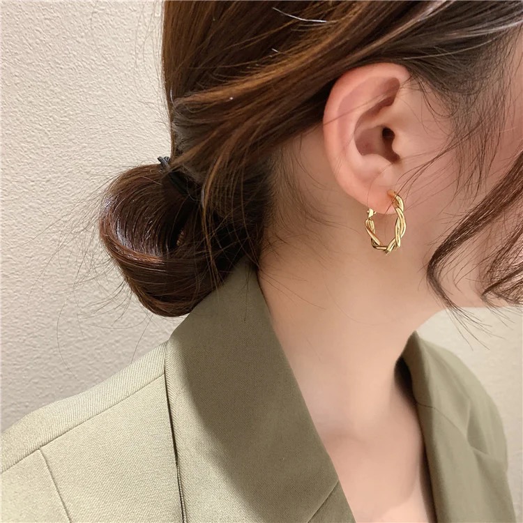 Golden Twisted Plait Earrings
