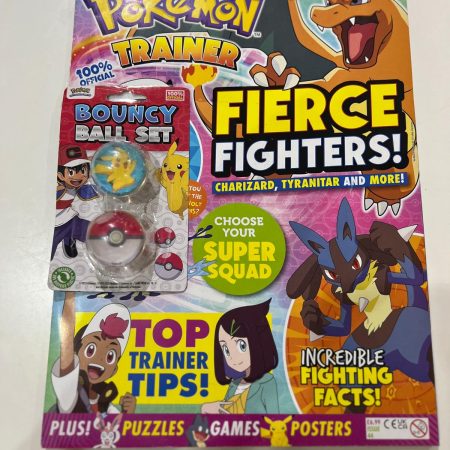 Pokemon magazine with Pokémon Bouncy Ball Set x 2, Picachu & Poké Ball