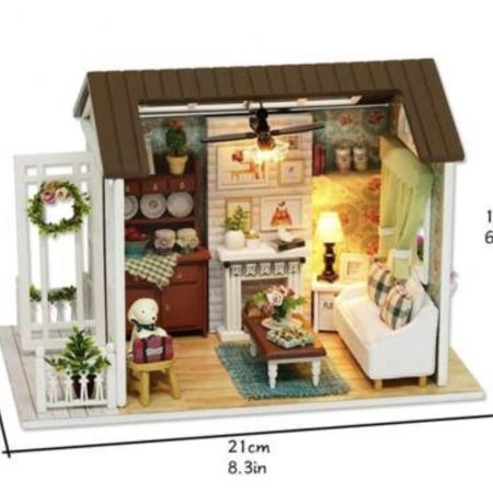 Mini House DIY Kit, 1:24 Scale European Style With Lighting Puzzle