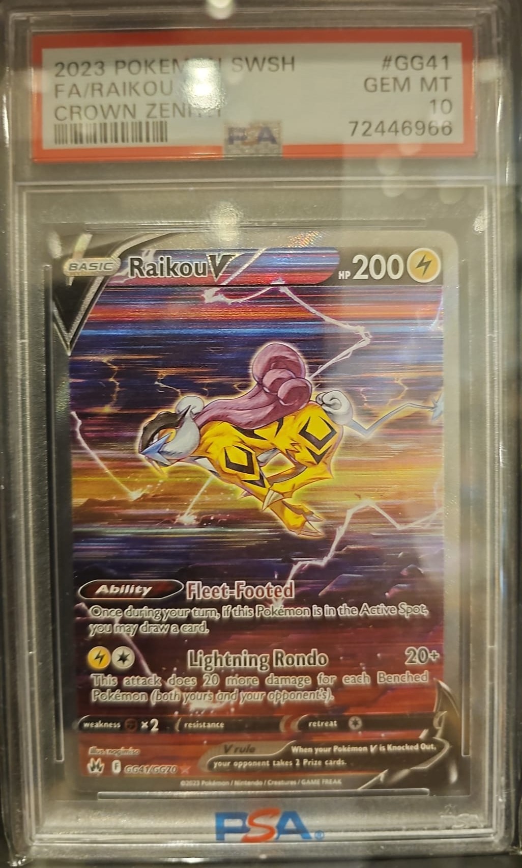 PSA 10 Gem Mint 2023 Pokemon Crown Zenith Raikou V Full Art