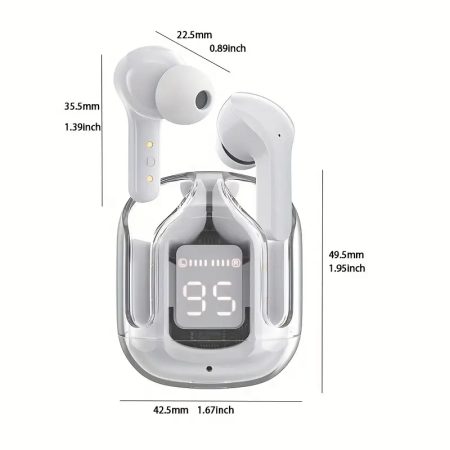 TWS Transparent Sports Earbuds With Stereo Sound For Driving, Meeting & Exercise