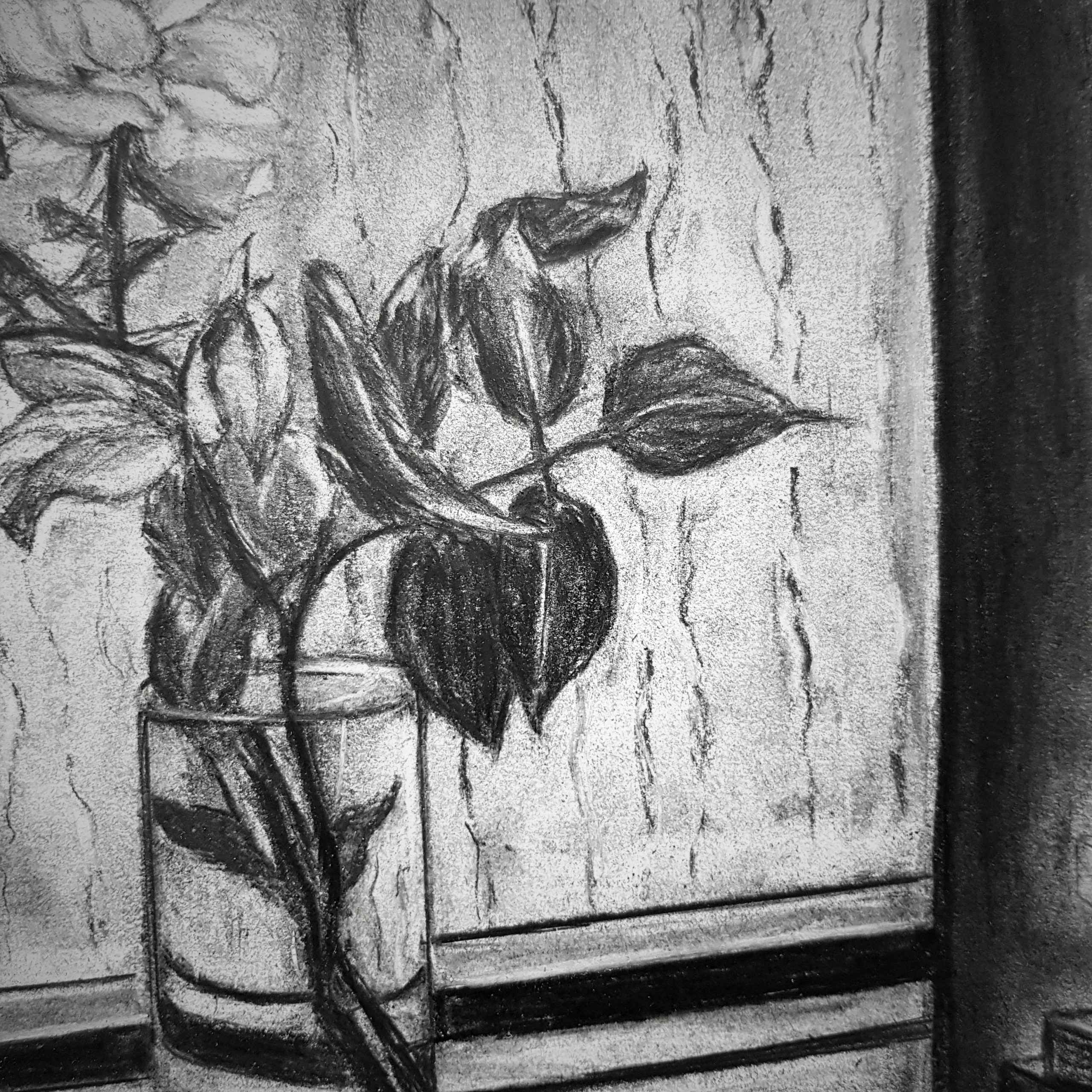 A rainy day ; Charcoal drawing