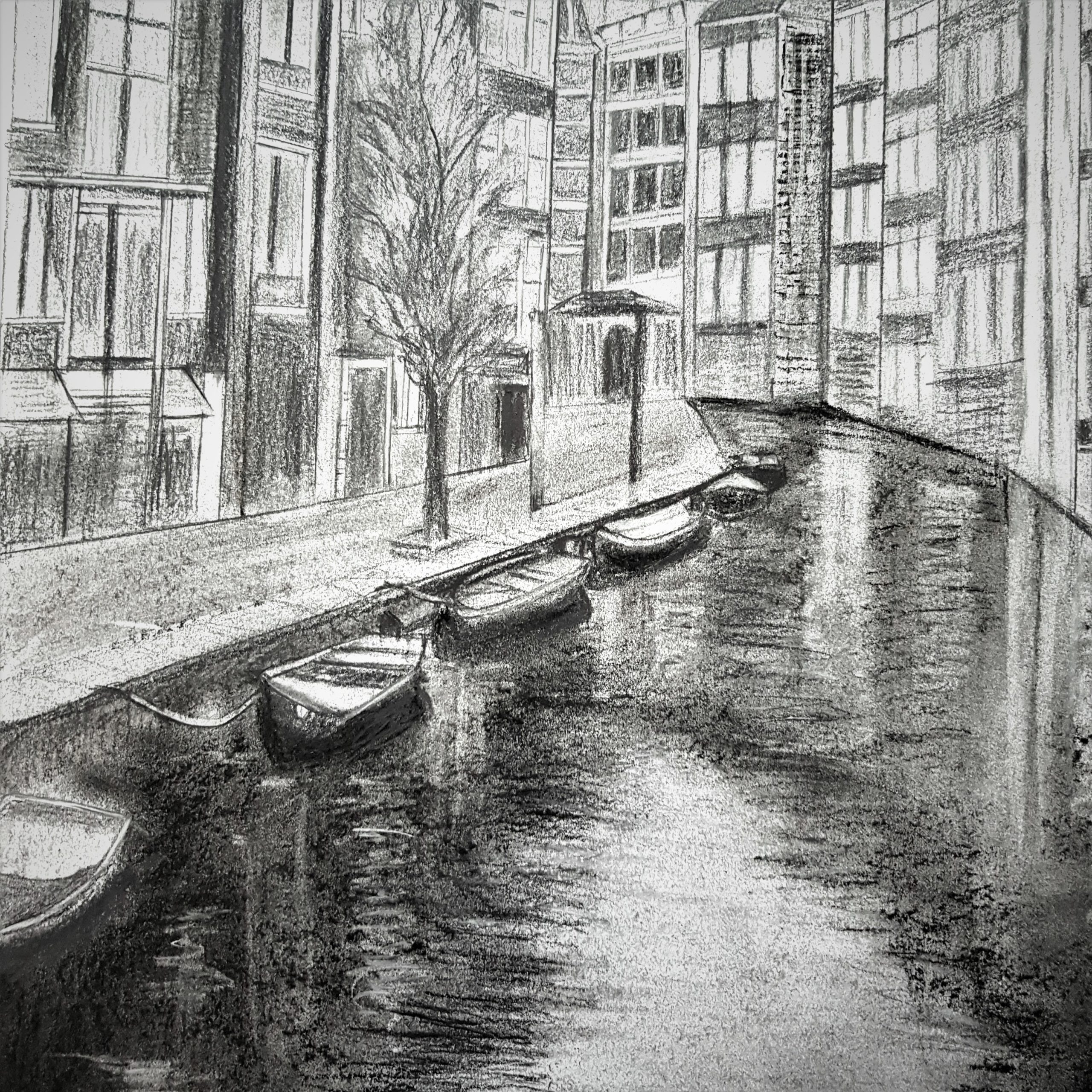 Cityscape Charcoal drawing