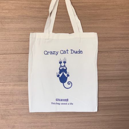 Crazy cat dude tote bag