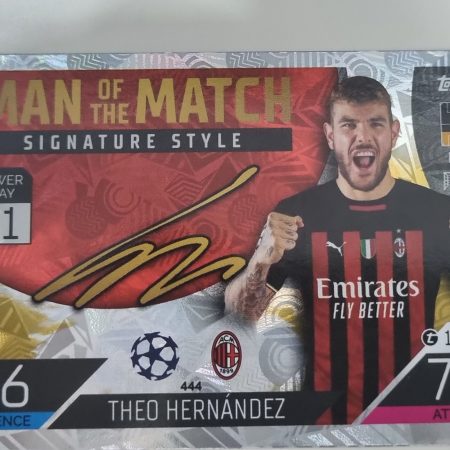 Signed Theo Hernandez Card Man Of The Match Attax